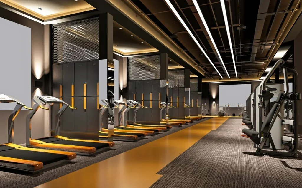 Modern gym with treadmills and equipment