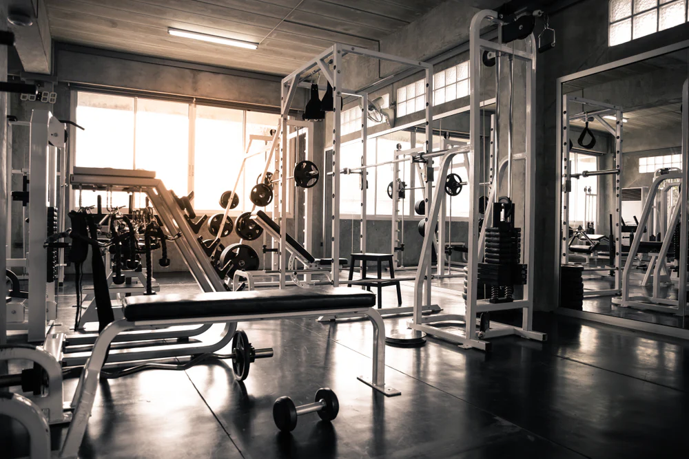 Empty gym with workout equipment